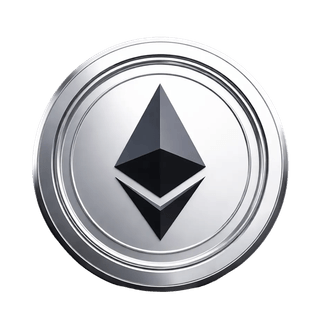 Suspended graphic element showing the Ethereum (ETH) coin