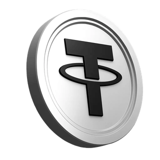 USDT coin graphic by Tether in the platform's information section